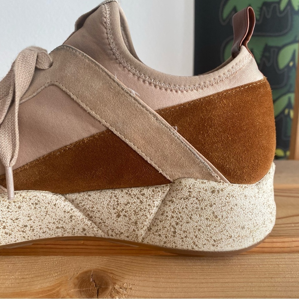 Vince Galvin Tan Pink Leather Suede Sneakers 8 - Picture 8 of 15